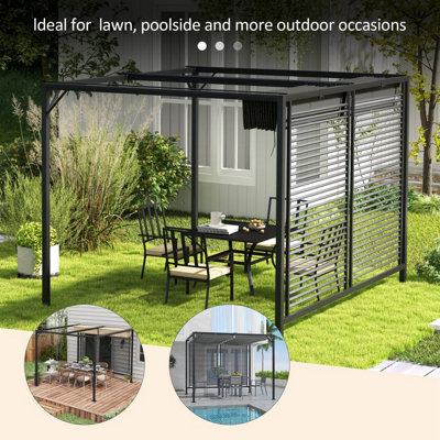 Outsunny Metal Pergola Patio Sun Shelter Grape Tent Retractable Canopy UV Cut - 6