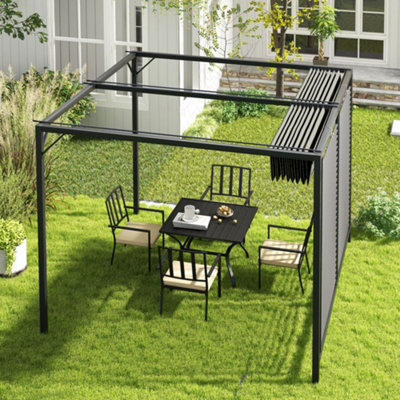 Outsunny Metal Pergola Patio Sun Shelter Grape Tent Retractable Canopy UV Cut - 7