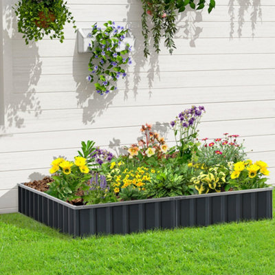 Outsunny Metal Raised Garden Bed No Bottom DIY Large Planter Box w/ Gloves