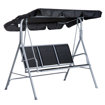 Outsunny Metal Swing Chair Garden Hammock 3 Seater Patio Bench Canopy Lounger