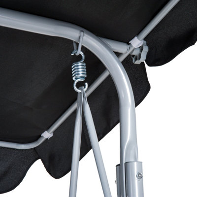 Outsunny Metal Swing Chair Garden Hammock 3 Seater Patio Bench Canopy Lounger - 7