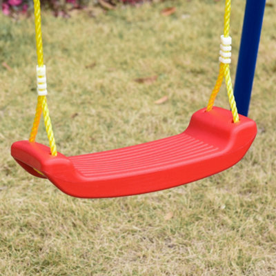 Outsunny Metal Swing Set w/ Adjustable Rope A-Frame Stand Outdoor Playset
