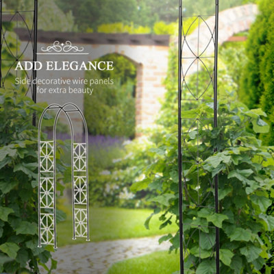 Outsunny Metal Vintage Garden Arch Lawn Arbor Trellis Rose Plant Climbing Rack - 4