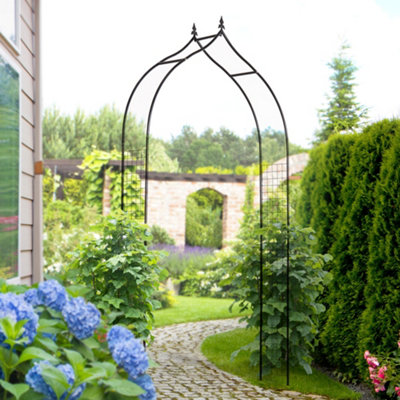 Outsunny Metal Vintage Style Garden Arch Lawn Arbor Trellis Climbing Plant Rose