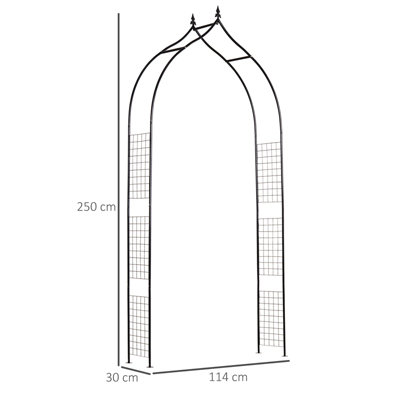 Outsunny Metal Vintage Style Garden Arch Lawn Arbor Trellis Climbing Plant Rose - 3