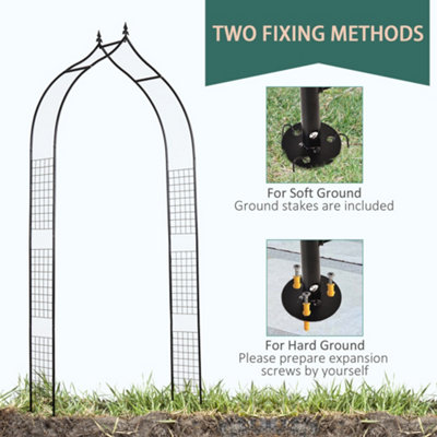 Outsunny Metal Vintage Style Garden Arch Lawn Arbor Trellis Climbing Plant Rose - 7