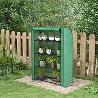 Outsunny Mini Green House with 4 Tier Shelves, 170H x 120W x 50Dcm, Green