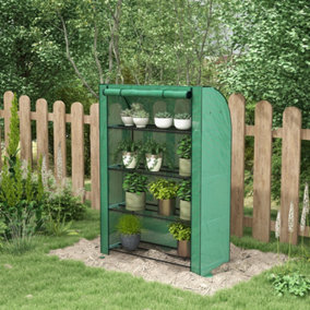 Outsunny Mini Green House with 4 Tier Shelves, 170H x 120W x 50Dcm, Green