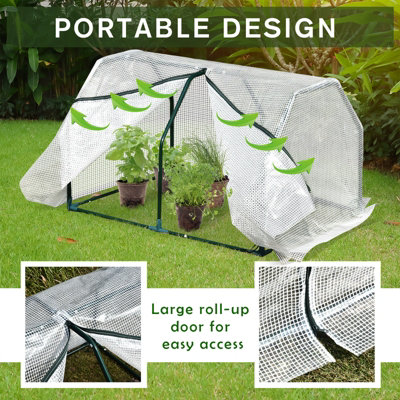 Outsunny Mini  Greenhouse Grow House PVC Cover Steel Frame White 99 x 71 x 60cm - 6