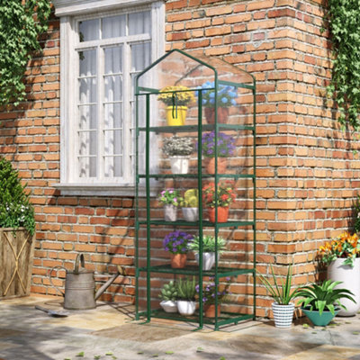 Outsunny Mini Greenhouse Outdoor Flower Stand PVC Cover Portable 69 x 49 x 193cm