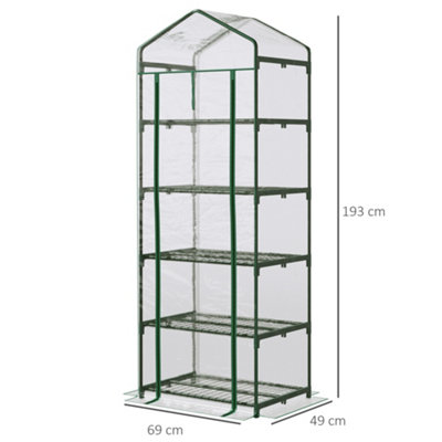 Outsunny Mini Greenhouse Outdoor Flower Stand PVC Cover Portable 69 x 49 x 193cm - 3