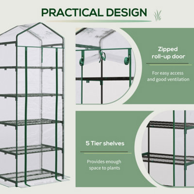 Outsunny Mini Greenhouse Outdoor Flower Stand PVC Cover Portable 69 x 49 x 193cm - 7