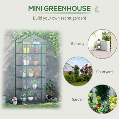 Outsunny Mini Greenhouse Outdoor Flower Stand PVC Cover Portable 69 x 49 x 193cm