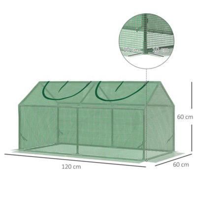 Outsunny Mini Greenhouse Small Plant Grow House w/ PE Cover Windows for Outdoor - 3
