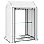 Outsunny Mini Greenhouse with Shelves and Roll Up Door, 100x80x150cm, White