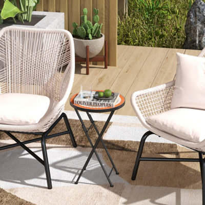 Outsunny Mosaic Garden Table, 35.5cm Folding Coffee Table, Orange