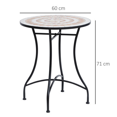 Outsunny Mosaic Table Round Ceramic Bistro Garden Furniture Side Bar Patio