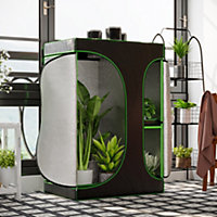 Outsunny Mylar Hydroponic Grow Tent with Floor Tray for Indoor Plant 90L x 60W x 135H cm