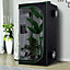 Outsunny Mylar Hydroponic Grow Tent with Floor Tray for Indoor Plant Black, green