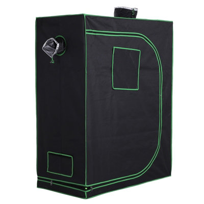 Outsunny Mylar Hydroponic Grow Tent with Floor Tray for Indoor Plant Black Green