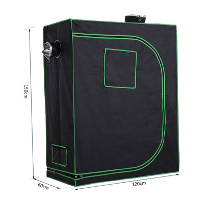 Outsunny Mylar Hydroponic Grow Tent with Floor Tray for Indoor Plant Black Green - 3