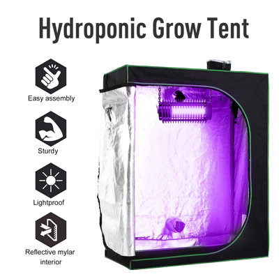 Outsunny Mylar Hydroponic Grow Tent with Floor Tray for Indoor Plant Black Green - 5