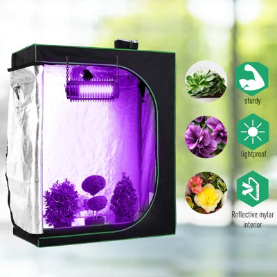 Outsunny Mylar Hydroponic Grow Tent with Floor Tray for Indoor Plant Black Green - 7