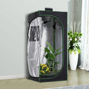 Outsunny Mylar Hydroponic Grow Tent with Floor Tray for Indoor Plant