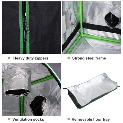 Outsunny Mylar Hydroponic Grow Tent with Floor Tray for Indoor Plant - 4