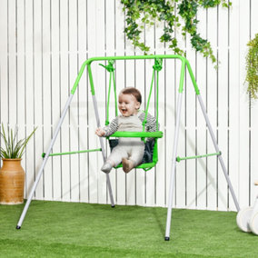 Outsunny Nursery Swing with Safety Seat Belt, Support Back for Indoor Outdoor