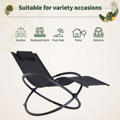 Outsunny Orbital Lounger Zero Gravity Patio Chaise Foldable Rock Chair with Pillow Black - 7
