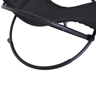 Outsunny Orbital Lounger Zero Gravity Patio Chaise Foldable Rock Chair with Pillow Black - 8