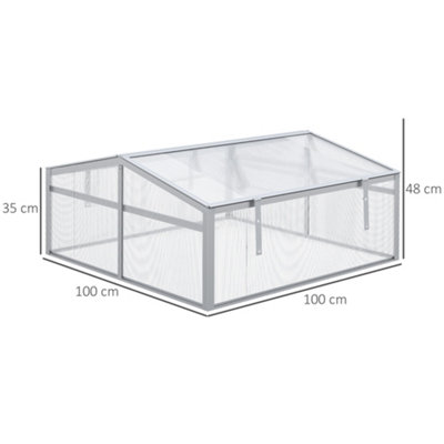 Outsunny Outdoor 2 Level Adjustable Roof Cold Frame Greenhouse Aluminium Frame - 3