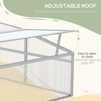 Outsunny Outdoor 2 Level Adjustable Roof Cold Frame Greenhouse Aluminium Frame