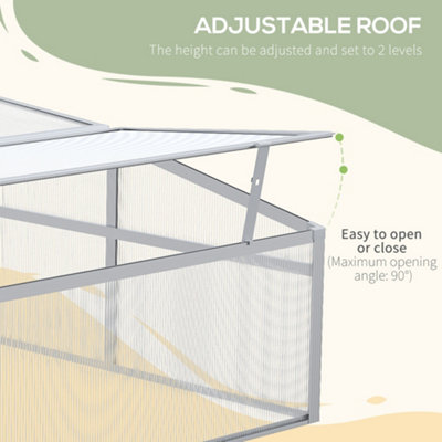 Outsunny Outdoor 2 Level Adjustable Roof Cold Frame Greenhouse Aluminium Frame - 4