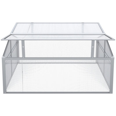 Outsunny Outdoor 2 Level Adjustable Roof Cold Frame Greenhouse Aluminium Frame - 7