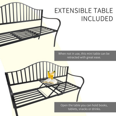 Outsunny Outdoor 2 Seater Garden Bench Middle Table Deluxe Metal Frame - 6