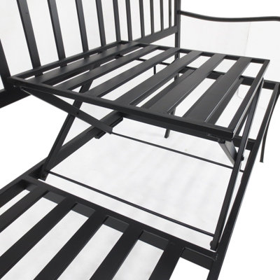 Outsunny Outdoor 2 Seater Garden Bench Middle Table Deluxe Metal Frame - 8