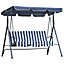Outsunny Outdoor 3-person Metal Porch Swing Chair Bench Canopy Blue