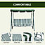 Outsunny Outdoor 3-person Metal Porch Swing Chair Bench Canopy Green