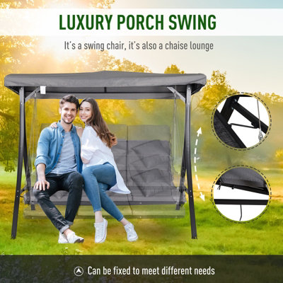 Outsunny Outdoor 3-person Porch Swing Chair Chaise Lounge Patio Garden - 6