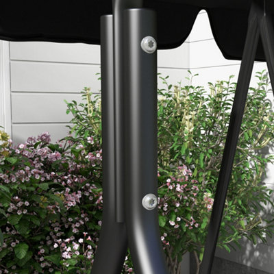 Outsunny Outdoor 3-person Porch Swing Chair with Adjustable Canopy Black - 9