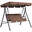 Outsunny Outdoor 3-person Porch Swing Chair with Adjustable Canopy Brown
