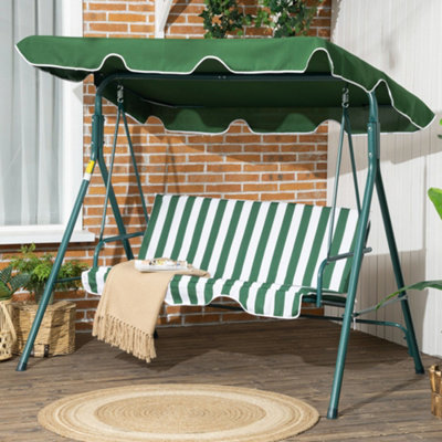 Outsunny Outdoor 3 person Porch Swing Chair with Adjustable Canopy Green DIY at B Q