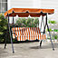 Outsunny Outdoor 3-person Porch Swing Chair with Adjustable Canopy Orange