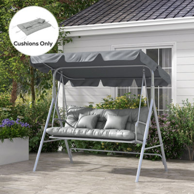 Outsunny Outdoor Back and Seat Cushion with Pillows, Light Grey