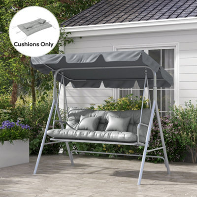 Outsunny Outdoor Back and Seat Cushion with Pillows, NO SWING, Light Grey