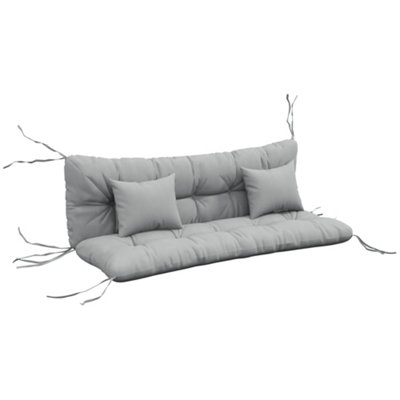Outsunny Outdoor Back and Seat Cushion with Pillows, NO SWING, Light Grey