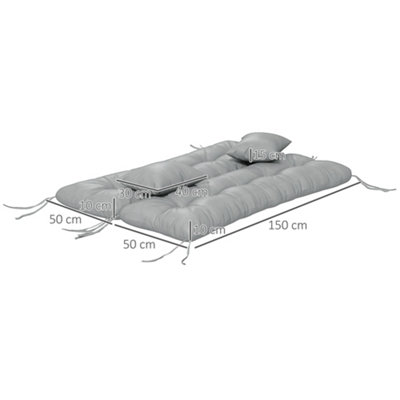 Outsunny Outdoor Back and Seat Cushion with Pillows, NO SWING, Light Grey
