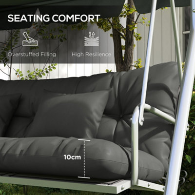 Outsunny Outdoor Back and Seat Cushion with Pillows, NO SWING, Light Grey